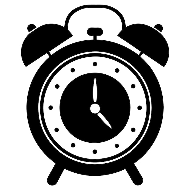 Timer alarm clock hand drawn sketch logo icon silhouette is isolated on a white background