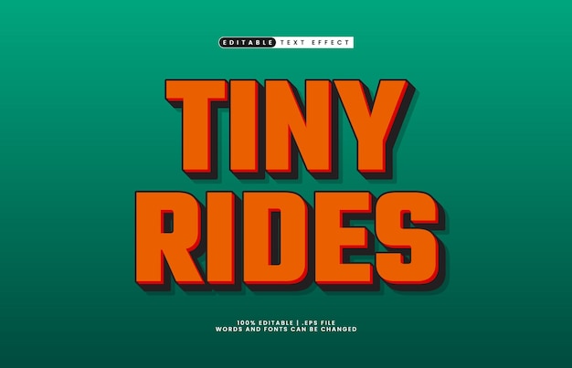 tiny rides editable text effect in 3d style