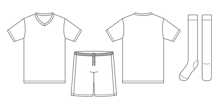 Tişört jarse mockup anahattı izole spor arka plan giyim şablonu tişört kiti