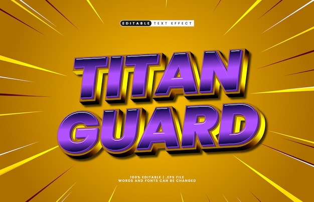 titan guard editable text effect with a hero and super text effect