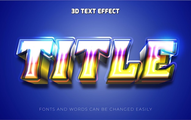 Title 3d editable text effect style