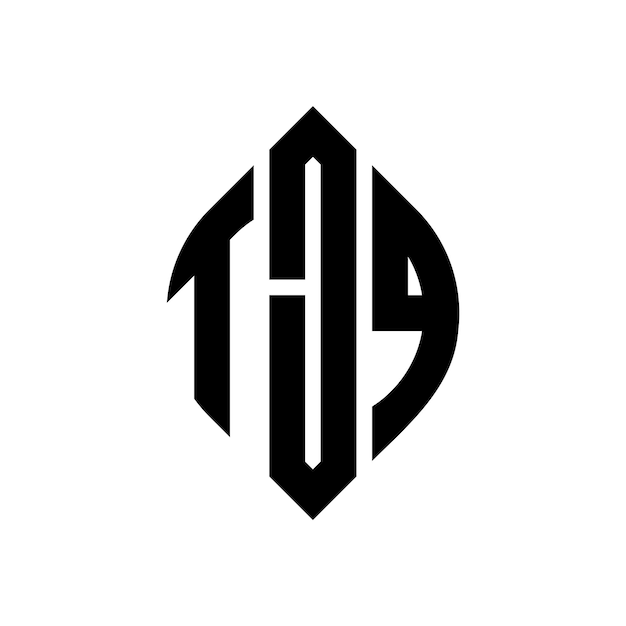 TJQ circle letter logo design with circle and ellipse shape