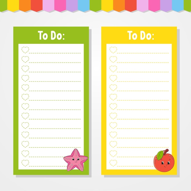 to do list for kids. empty template.