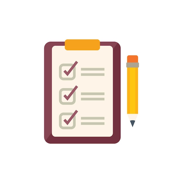 To do list icon flat vector Exam test Paper check isolated