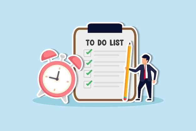 To do list task management or completion tracking or reminder to finish assignment work planning