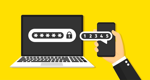 To-faktor autentificering med telefonkoncept. Vektor ikon