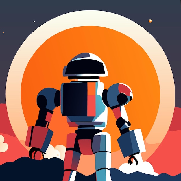 to generate a robot in the space vector illustration flat