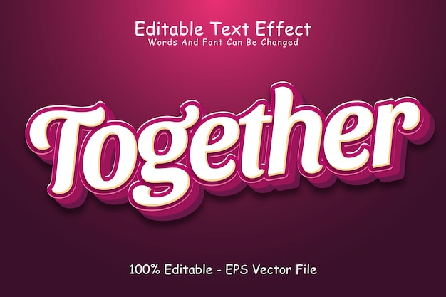 Together Editable Text Effect 3 Dimension Emboss Modern Style