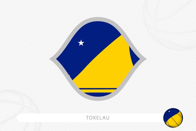 Tokelau flag for basketball competition on gray basketball background.