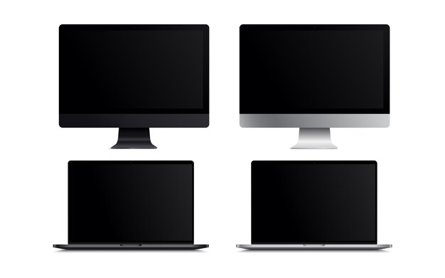 Tom skærm LCD-skærm space grey og sølv stil computer mockup. Realistisk illustration på hvid baggrund til websted preview; præsentation osv.