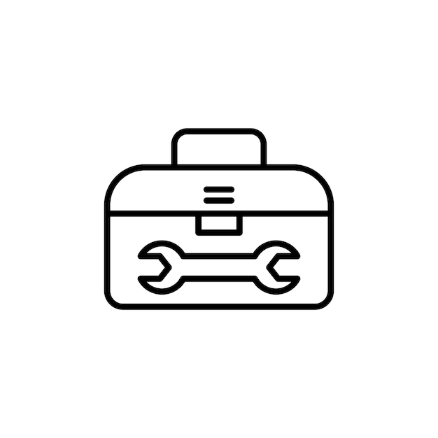 Toolbox icon set carpenter toolkit vector symbol hardware tool box sign in black filled and outlined style