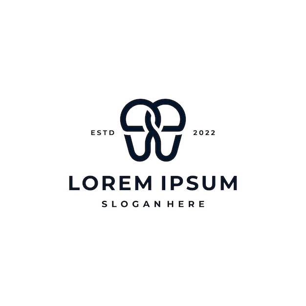 Tooth Teeth Dentist Dental dentistry with Initial Letter BW WB Logo Design Inspiration