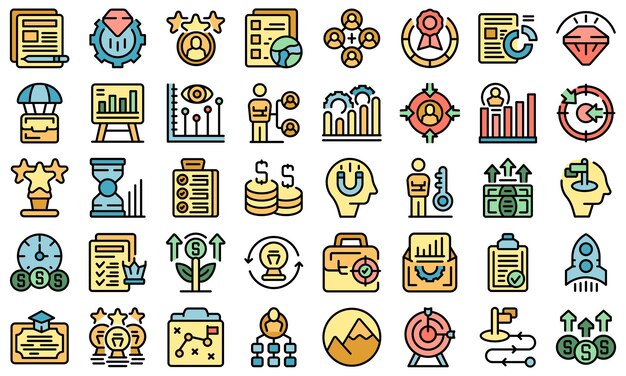 Top manager icons set outline vector Business agency