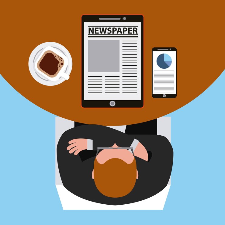 Vektör top view businessman reading on the table 