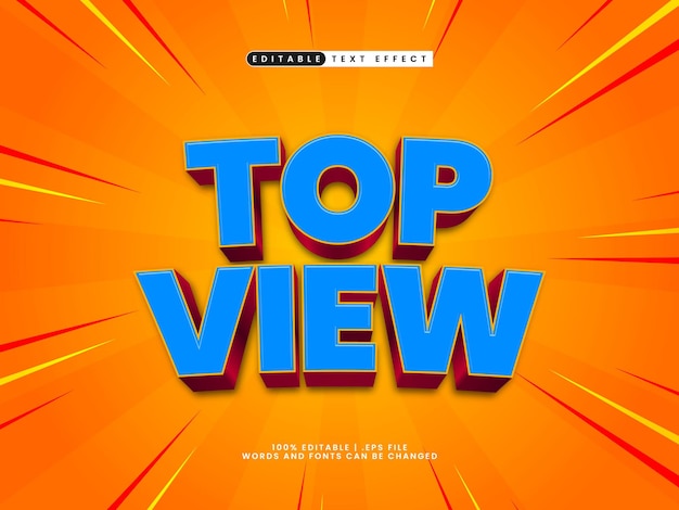 top view editable text effect in simple and colorful text style