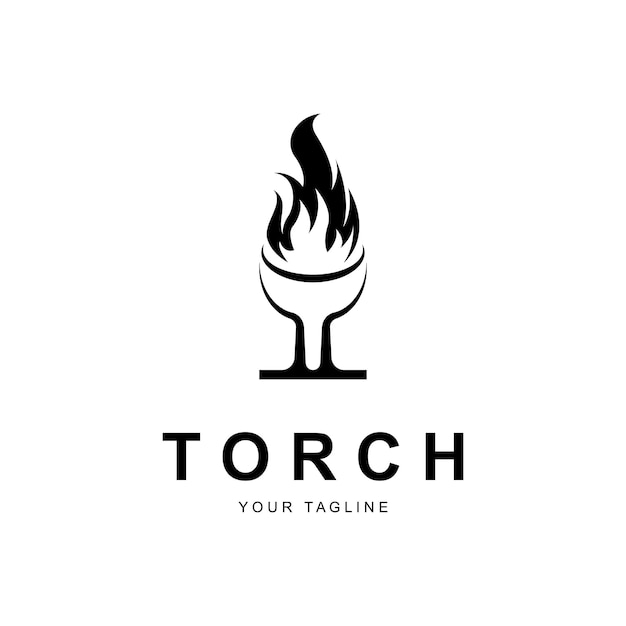 Torch Fire Flame with Pillar column logo design