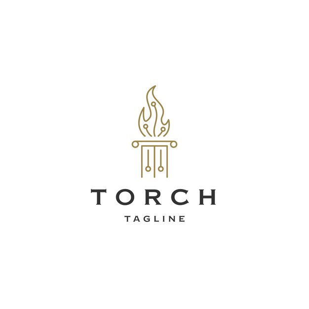 torch line logo icon design template flat vector