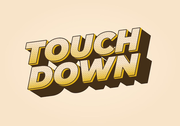 touch down text effect in eye catching color with 3d look effect