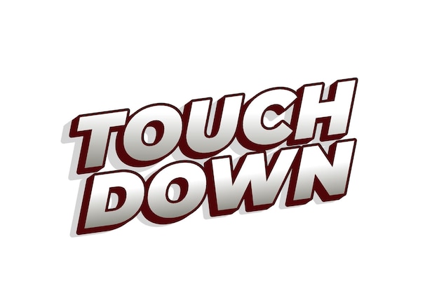 touch down text effect in eye catching color with 3d look effect