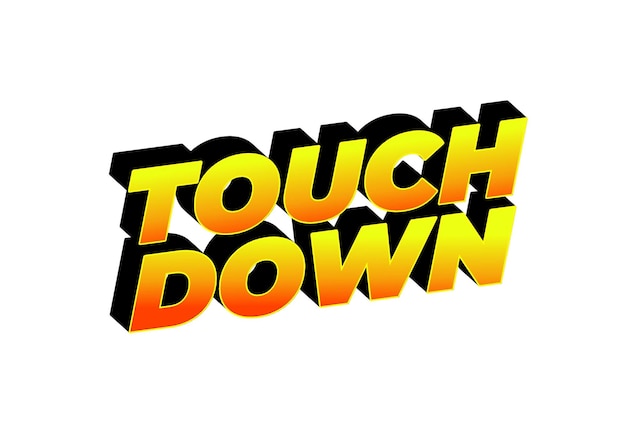 touch down text effect in eye catching color with 3d look effect
