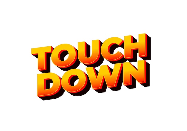 touch down text effect in eye catching color with 3d look effect