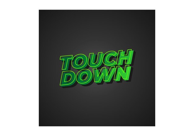 touch down text effect in eye catching color with 3d look effect