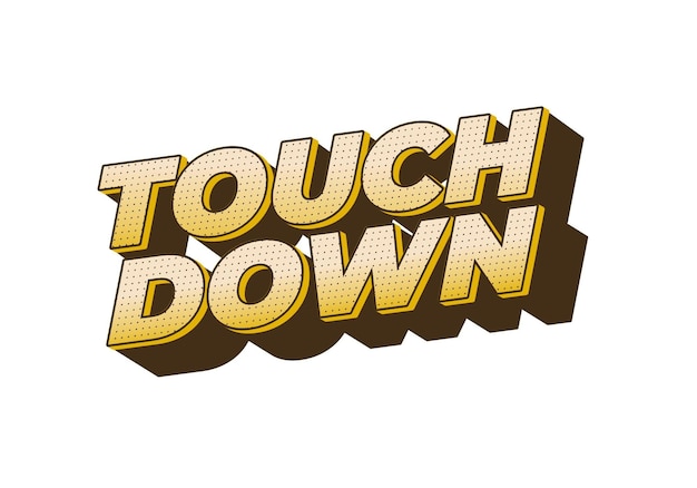 touch down text effect in eye catching color with 3d look effect