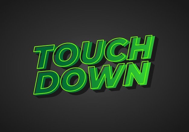 touch down text effect in eye catching color with 3d look effect