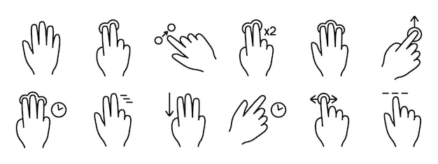 Touch pad icon Index finger doubleclick decrease increase turn rotation approximation press Scrolling click arrow sensor turn Zoom in move response time x2