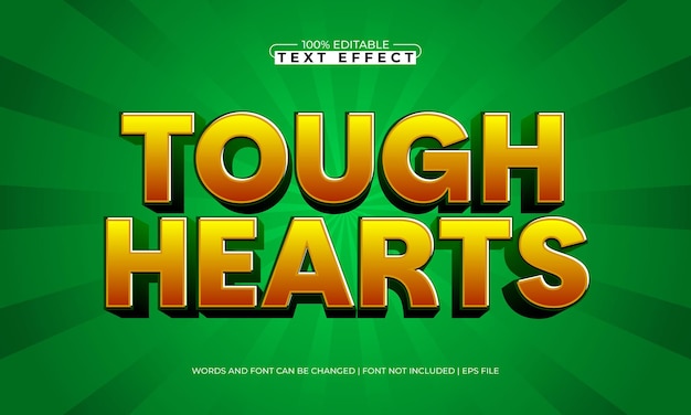 tough hearts editable text effect with a hero and game text style