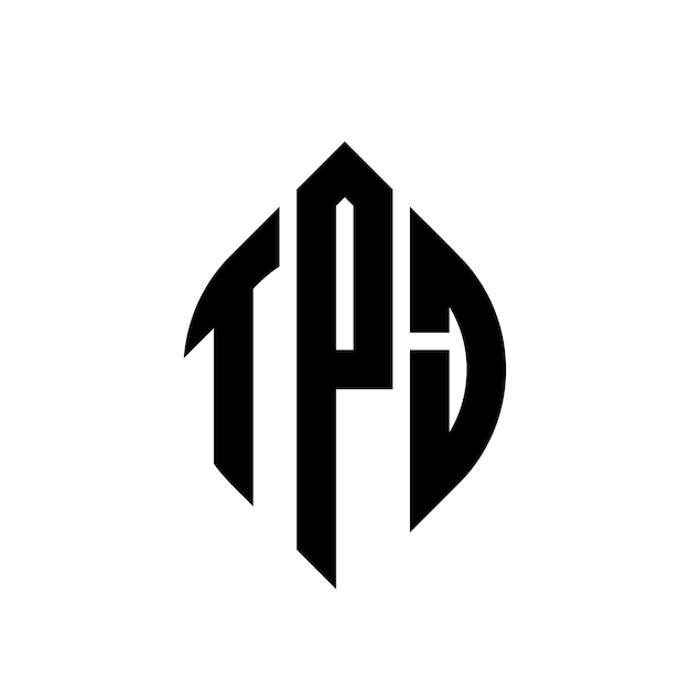 TPJ circle letter logo design with circle and ellipse shape TPJ ellipse letters with typographic style The three initials form a circle logo TPJ Circle Emblem Abstract Monogram Letter Mark Vector