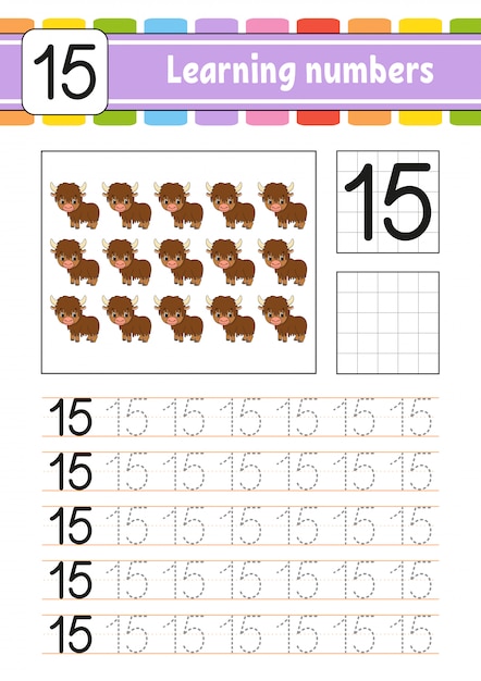 Trace and write. Handwriting practice. Learning numbers for kids. Education developing worksheet.