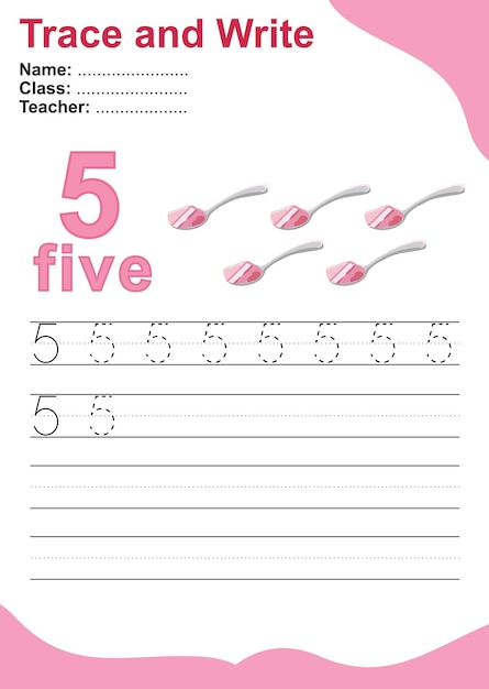 trace and write number for children. exercise for children to recognize the number. educational work