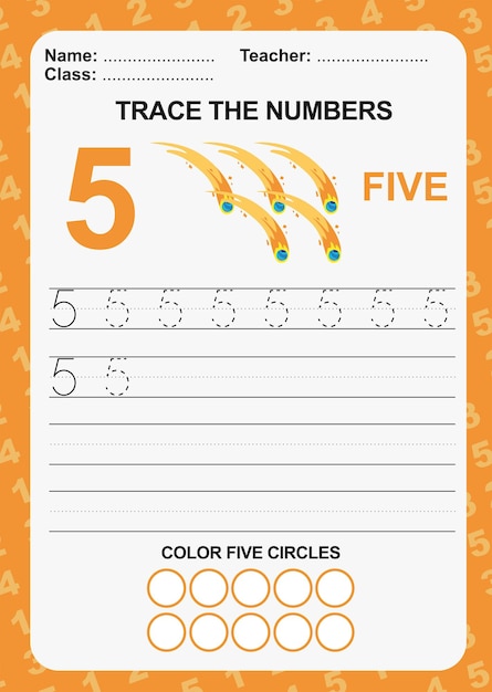trace and write number for children exercise for children to recognize the number