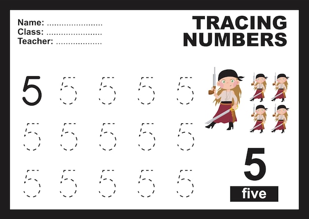 trace and write number for children exercise for children to recognize the number