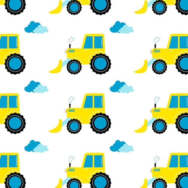 Tractor in cartoon style isolated on white background