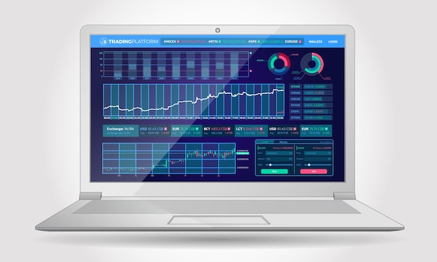 Trading platform interface with infographic elements