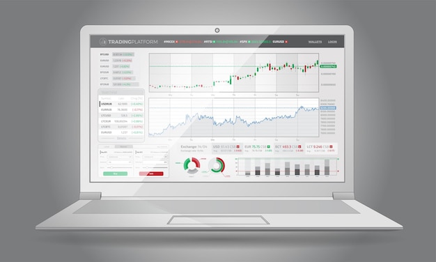 trading platform interface with infographic elements