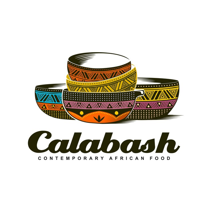 Vektör traditional african calabash bowl colorful logo illustration