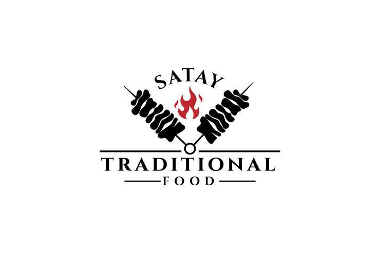 Traditional Food Satay template logo design vector