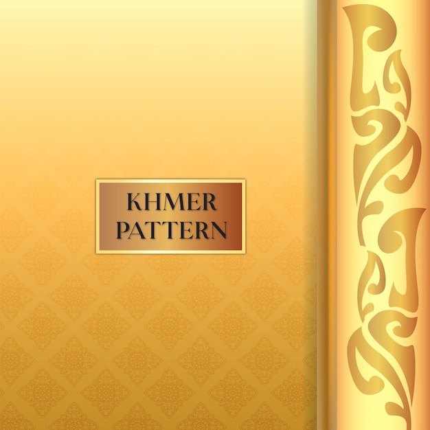 traditional ornament khmer with gold pattern background
