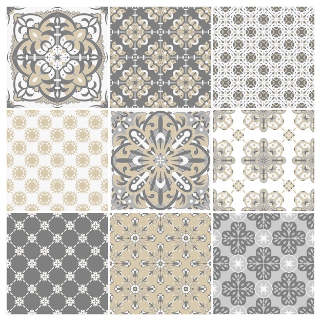 Traditional ornate portuguese tiles azulejos Vintage pattern for textile design