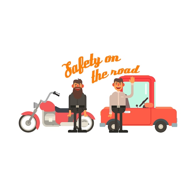 traffic code friendly drivers flat isolated vector image in simplified cute childish style on white background