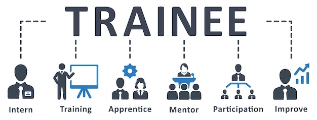 trainee infographic template design with icons vector illustration business concept