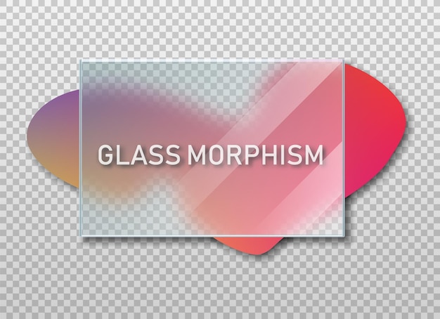 Transparent glass square card design Realistic glass morphism Vector illustration