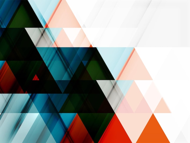Transparent overlapping triangles on white Business or technology minimal futuristic template