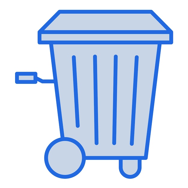 Trash Bin Blue Tone Illustration