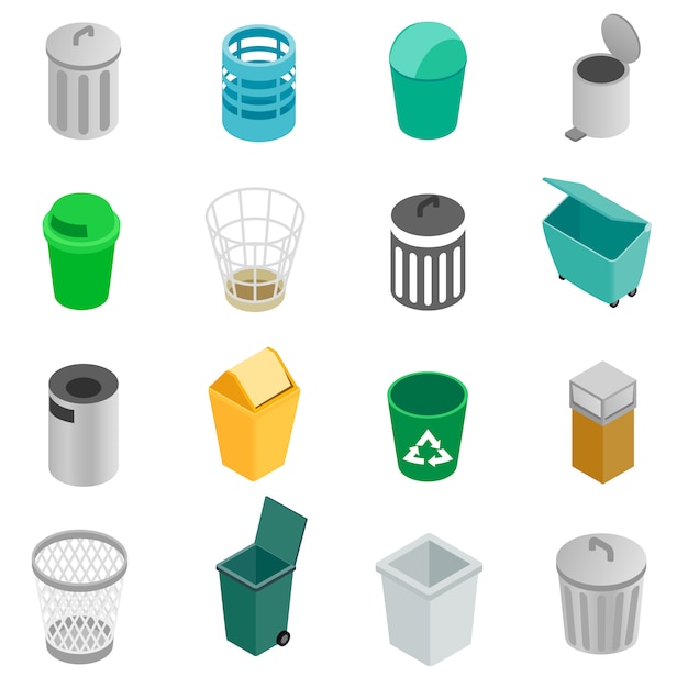 Trash can icons set 