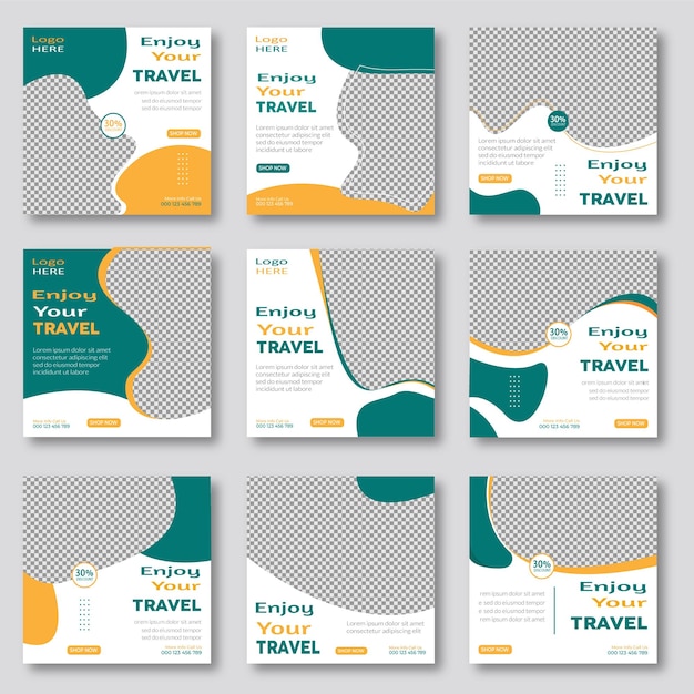 travel tour social media post and Instagram template