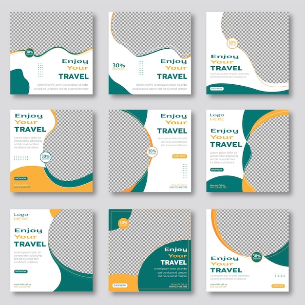 travel tour social media post and Instagram template